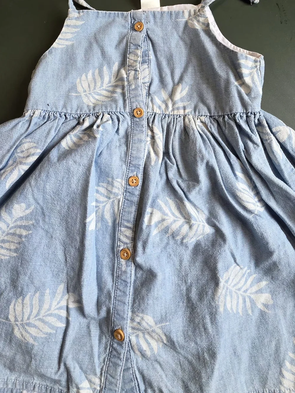 OshKosh B'gosh Light Blue & White Leaf-Print Sundress